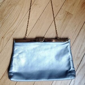 matte silver and sparkling gold • metallic leather convertable clutch by etra